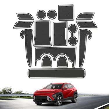 Imagem de smabee 16 peças de forro de console central para Hyundai Kona 2026 2025 2024 suportes de copo inserções para tapetes de porta Kona 2025 tapetes antipoeira acessórios interiores (branco)