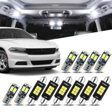 Imagem de Auto Dynasty (Pacote com 12) Kit de lâmpadas LED de carro interior 12V 5500K compatível com Dodge Charger 2015-2022, branco puro