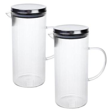 Imagem de Kit 2 Jarra De Vidro Marine Tampa Inox Suco Água Resistente 1,4 L - CL