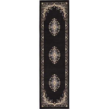 Imagem de Unique Loom Reza Collection Tapete de área de estilo persa tradicional, 6 m 5 cm x 2,4 m 5 cm, preto/bege