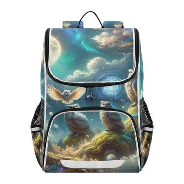 Imagem de Backpack for Girls Kids Student Back to School Bag Personalized Bookbag Elementary Age 6-12 Boys Backpacks Animal Magical Owls Capacity 18L