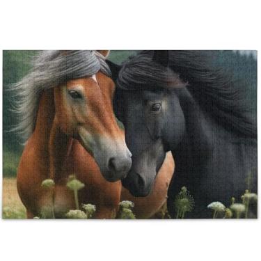 Imagem de Quebra-cabeça com estampa de animais de cavalo 1000 peças para adultos, família, presentes de elefante, branco, cena, quebra-cabeças coloridos, brinquedo de família, arte, 75 x 50 cm