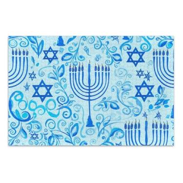 Imagem de Quebra-cabeça para adultos 1000 peças cenário arte floral personalizado divertido quebra-cabeça rígido azul símbolos menorahs engraçado jogo de quebra-cabeça presentes, 75 x 40 centímetros