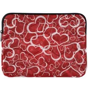 Imagem de Capa para laptop Love Hearts vermelha, fofa, para MacBook Pro, capa acolchoada de 14 polegadas, capa para notebook universal de 13 a 14 polegadas
