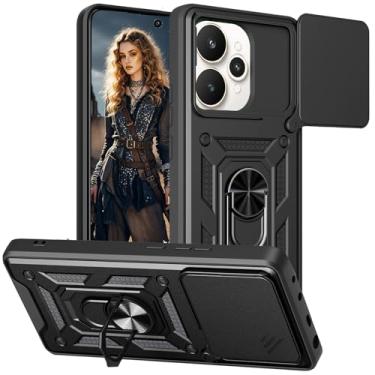 Imagem de Ephoou Capa protetora para Oppo Realme 15 Pro com suporte de anel e capa de lente de câmera deslizante, capa de proteção resistente à prova de choque de grau militar para Oppo Realme 15/15 Pro SJ