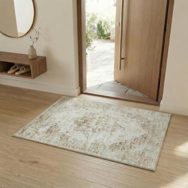 Imagem de Zanipex Tapetes de área de 20 x 25 cm para sala de estar, tapetes laváveis para quarto, 13 x 17 cm, entrada de corredores, cozinha, interior, boho, tapete bege bege (bege claro, 5 cm x 7 cm