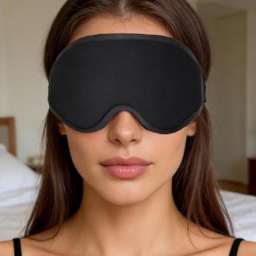 Imagem de 2 peças de máscara de sono, protetores de olhos com contorno profundo 3D para dormir, 99% bloqueiam a luz, venda de óculos com copo de pressão zero para homens e mulheres, com alça ajustável para
