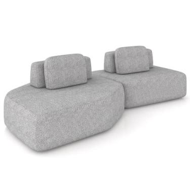 Imagem de Sofá Ilha Modular Para Sala Living Orgânico 305cm Angra K01 Bouclê Cin