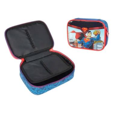 Imagem de Estojo para Meninos Box Escolar para Lapís Super Man Divisória Interna - Super Man - Luxcel