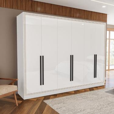 Imagem de Guarda Roupa Roupeiro 6 portas 4 gavetas Valência Branco Politorno Móveis