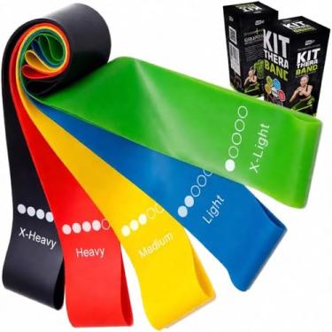 Imagem de Kit 5 Elásticos de Resistência Mini Bands em Látex | Intensidades de 1,8kg a 13,6kg | Fortalecimento Muscular, Fisioterapia e Modelagem Corporal | Treino em Casa, Academia e Viagem