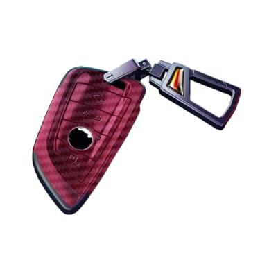 Imagem de Abs carro remoto chave caso capa escudo fob compatível com bmw x1 x3 x5 x6 x7 g20 g30 g05 f15 f16 1 3 5 7 série f01 f02 g11 f48 f39 keyless(Carbon red Metal)