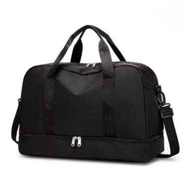 Imagem de Bolsa Mala Para Viagem Academia Multifuncional De Grande Capacidade De Camada Dupla Sport Com Impermeável Alça Lateral (preto(kit1))
