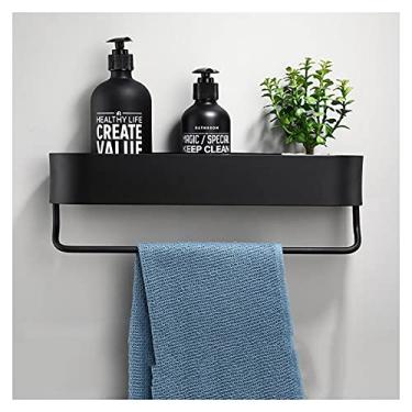 Imagem de Prateleiras de chuveiro prateleira de banheiro, suporte de toalha organizador de chuveiro preto acessórios de banho (cor: 30 cm) (30 cm com barra)