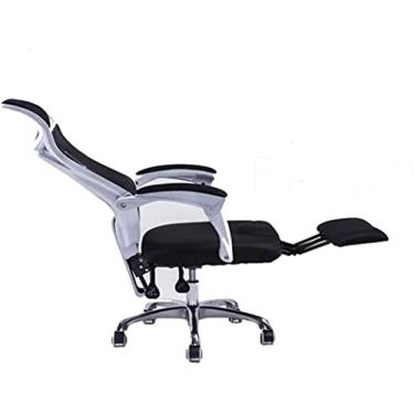 Imagem de U5GAAALPPQ9 Cadeira de computador deitada a 150° cadeira giratória ajustável cadeira de escritório casa encosto de braço de elevação branco preto (cor: preto)