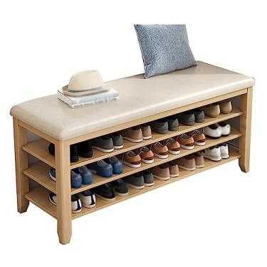 Imagem de Banco acolchoado para sapatos com prateleira de armazenamento, banco de entrada, prateleira organizadora de sapatos multifuncional, banco de sapateira para quarto