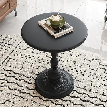 Imagem de Mesa de cabeceira preta, mesa redonda vintage de ferro, mesa de cabeceira pequena para uso doméstico, organizador de cabeceira, leve e fácil de montar