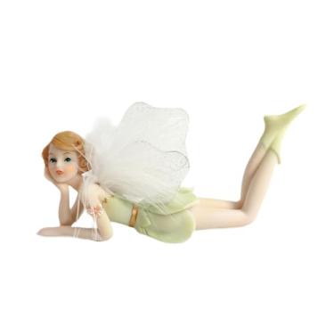 Imagem de Bothyi Escultura de Fada Flores para Mesa, Enfeite Criativo, Estátua de para Armários, Estante, Decoração de Casa, Quarto, de Entrada, Verde Deitado