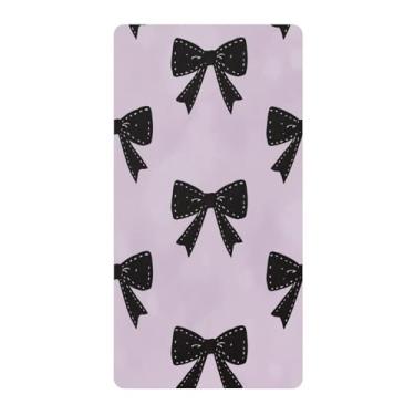 Imagem de Blueangle Lençol de berço padrão para berço infantil - Lençóis de algodão macio e respirável com laços pretos (6)