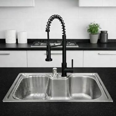 Imagem de Kit Cuba Gourmet para Cozinha em Aço Inoxidável 60x42x21,5cm com Torneira Flexível Spray