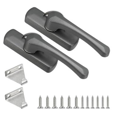 Imagem de PATIKIL Fechaduras de faixa de janela 8,9 x 2,5 cm, 2 peças de trava de faixa de ação de câmera deslizante e substituição de suporte para quartos, banheiros, janelas deslizantes verticais e