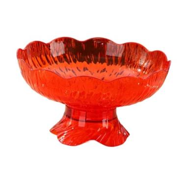 Imagem de Bothyi Fruteira de pedestal, bandeja para frutas, design criativo, multifuncional, portátil, com drenagem, suporte para armazenar lanches para sala de jantar, Vermelho