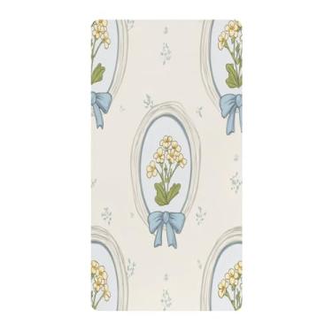 Imagem de Blueangle Lençol de berço padrão para berço infantil - Lençóis de algodão macio e respirável com laços de flores vintage (513)