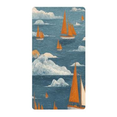 Imagem de Blueangle Lençol de berço padrão para berço infantil - Lençóis de algodão macio e respirável com pequenos veleiros (498)