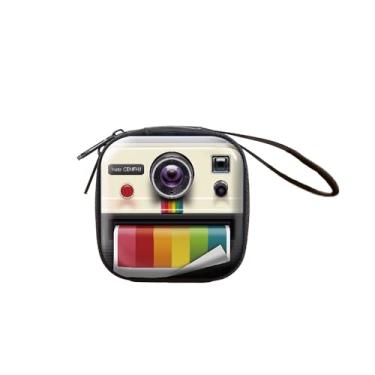 Imagem de Zero Wallets 1 pacote, carteira compacta com tema retrô para itens essenciais diários (console de jogos, fita cassete, estilos de câmera Polaroid), Branco, Tendência