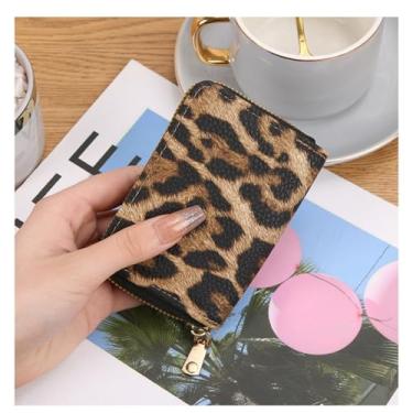 Imagem de Carteira com porta-cartão de crédito com estampa de leopardo, acordeão, para mulheres, capa de couro com zíper, carteira sanfonada para mulheres e meninas, Marrom, Minimalista