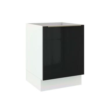 Imagem de Balcão Madesa Lux 60cm 1 Porta Branco Preto