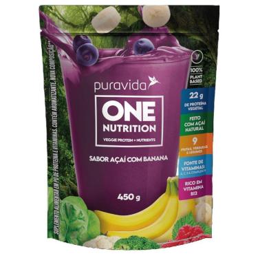 Imagem de Proteina Vegetal One Nutrition Acai Banana 450g - PuraVida-Unissex