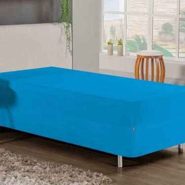 Imagem de Jogo De Cama Solteiro Nobre 2 Peças Luva De Box 55cm De Altura Malha 100% Algodão - Turquesa