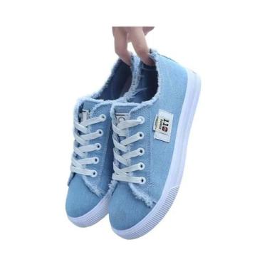 Imagem de Tênis Femininos Brancos De Lona Versáteis, Confortáveis E Leves Para E