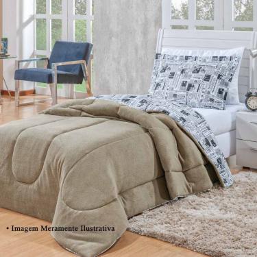 Imagem de Coberdrom Dupla Face Estampado Jornal para Casal Queen 01 Peça - Bordados Ricardo