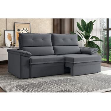 Imagem de Sofá Aspen 1,80m Retrátil Reclinável Suede Cinza XFlex Sofás
