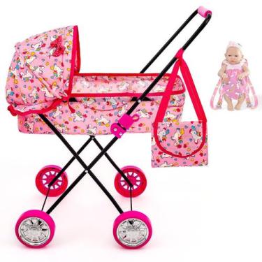 Imagem de Carrinho de Boneca Veneza Menina 79cm de alt com Canguru - Brinquedos 