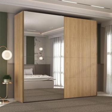 Imagem de Guarda Roupa Casal 2 Portas de Correr c/ Espelho 100% MDF - Mambel Q, 