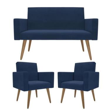 Imagem de Kit Sófa 2 Lugares E 2 Poltronas Para Sala De Estar Recepção - Móveis 