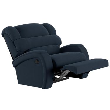 Imagem de Poltrona Do Papai Reclinável Kalie Manual Gatilho Fh9 Veludo Azul - Mpozenato