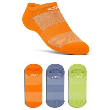 Imagem de 3 Pares de Meias Neon Feminina Cano Invisível 33/38 - Olympikus, Laran