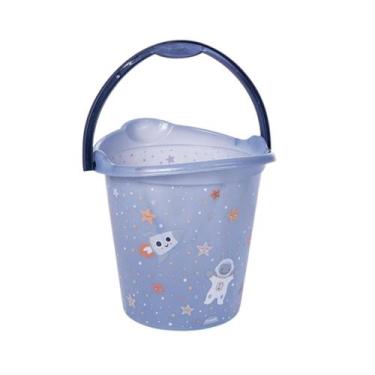 Imagem de Balde De Bebê Infantil Infantil Decorada Ursinho 8 Litros PlasUtil Azu