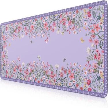 Imagem de Tapete de mesa Mouse Pad iCasso, grande, 90x40 cm, roxo floral