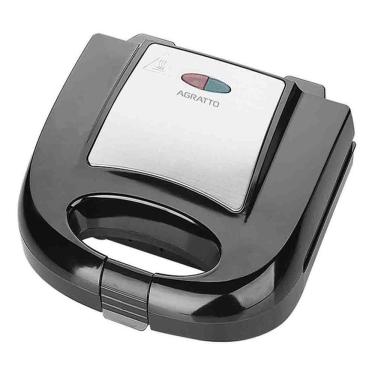 Imagem de Grill Agratto Sid Inox Antiaderente com Trava e Luz Indicadora Potência 750W Preto 110V
