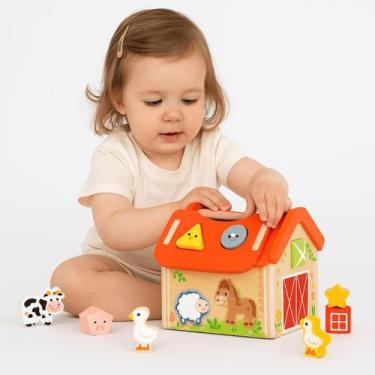 Imagem de Casa de Encaixe Animais Brinquedo Educativo Madeira Infantil - Tooky T