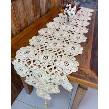 Imagem de Caminho De Mesa 2,10mx45cm Extra Trançado Liso Crochê - Maria Croche V