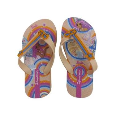 Imagem de Chinelo Infantil Menina Grendene 25729 Barbie , Bege, Azul, Lilás, 27/