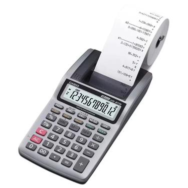 Imagem de Calculadora com Impressão Casio HR-8RC-WE-DC 12 Dígitos com Fonte e Rolo de Papel Térmico Branco