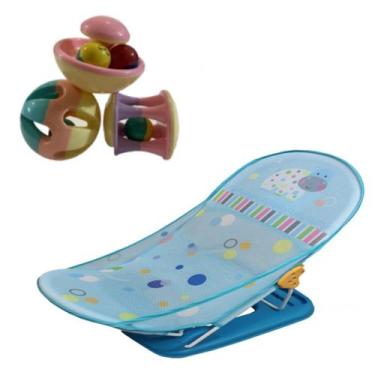 Imagem de Banheira Infantil Banho Funny Impermeável Azul + Chocalho - Color Baby