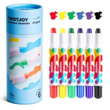 Imagem de Giz de Cera Jumbo TwistJoy Jar Melo 6 Cores Atóxico